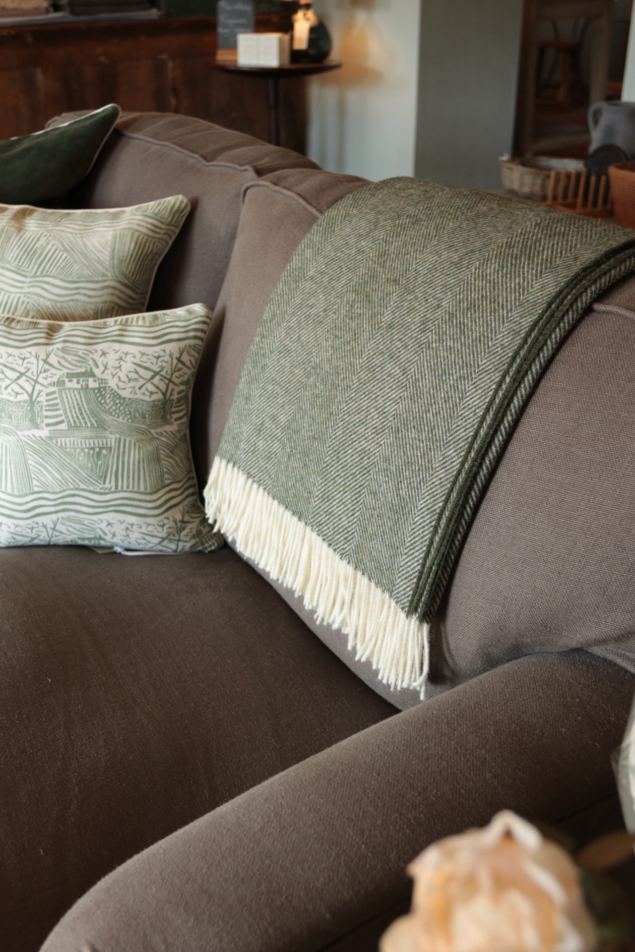 Loden Herringbone Throw