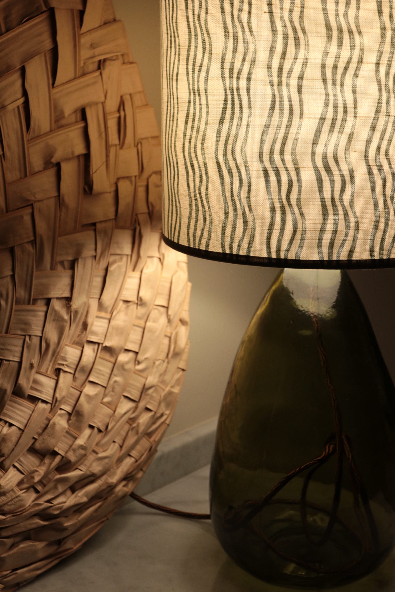 Forest Green Stripe Lampshade
