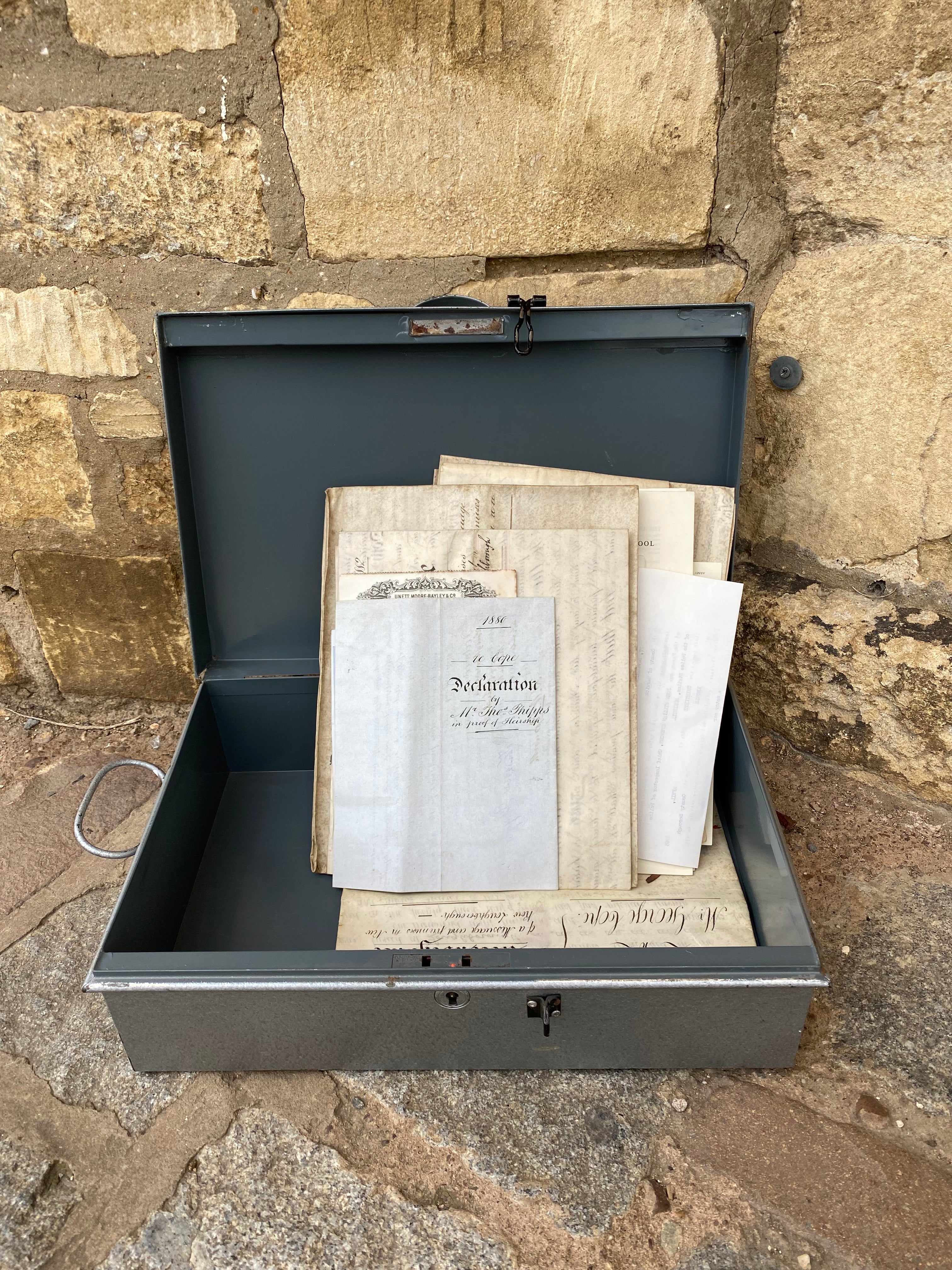 Vintage Metal Deed Box with Indentures