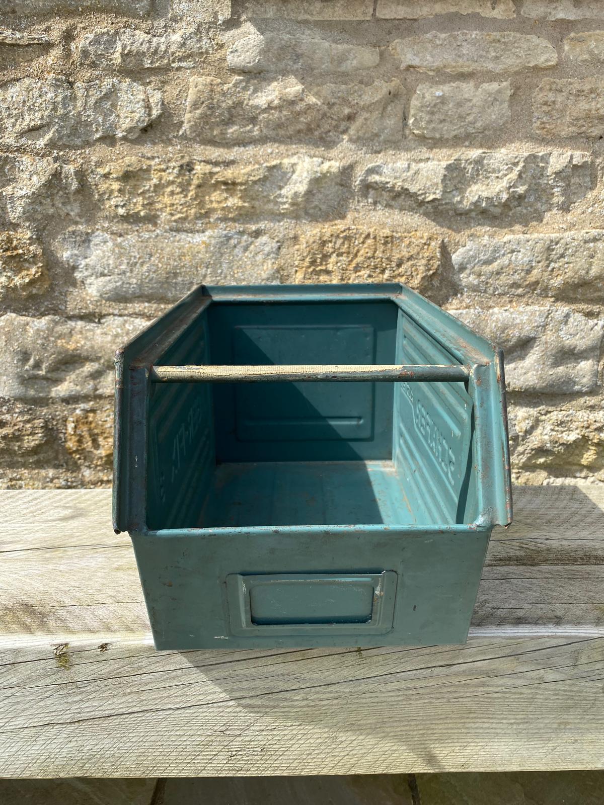 Vintage Green Metal Storage Box
