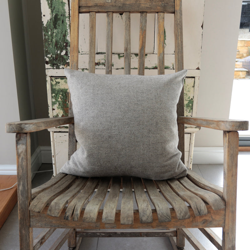 Light Grey Herringbone Cushion
