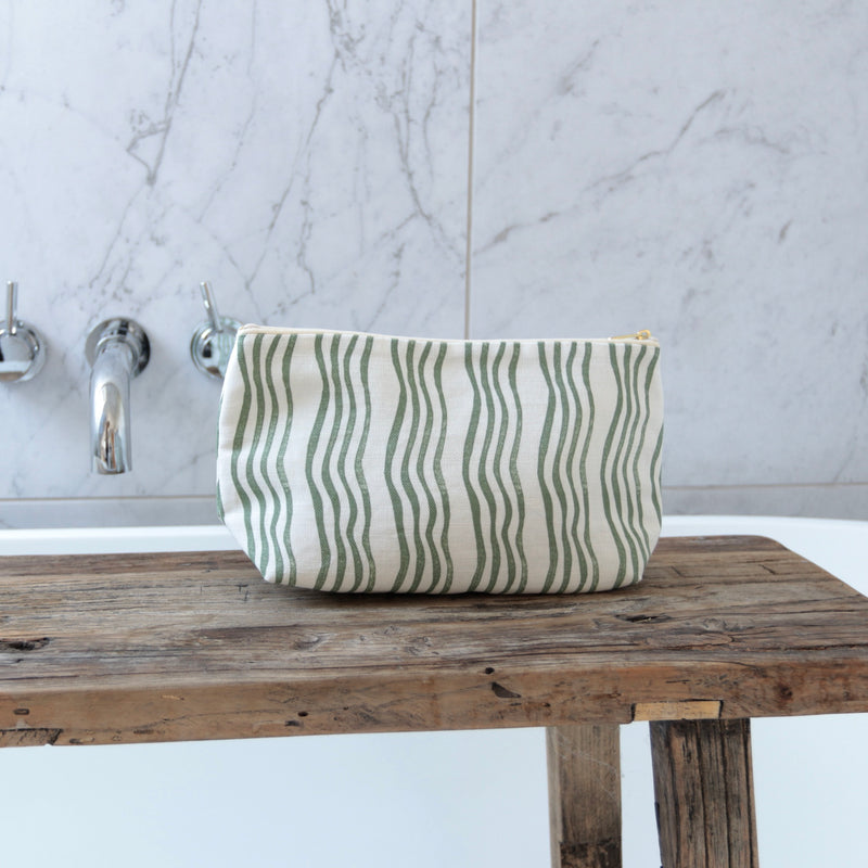 Forest Green Stripe Washbag