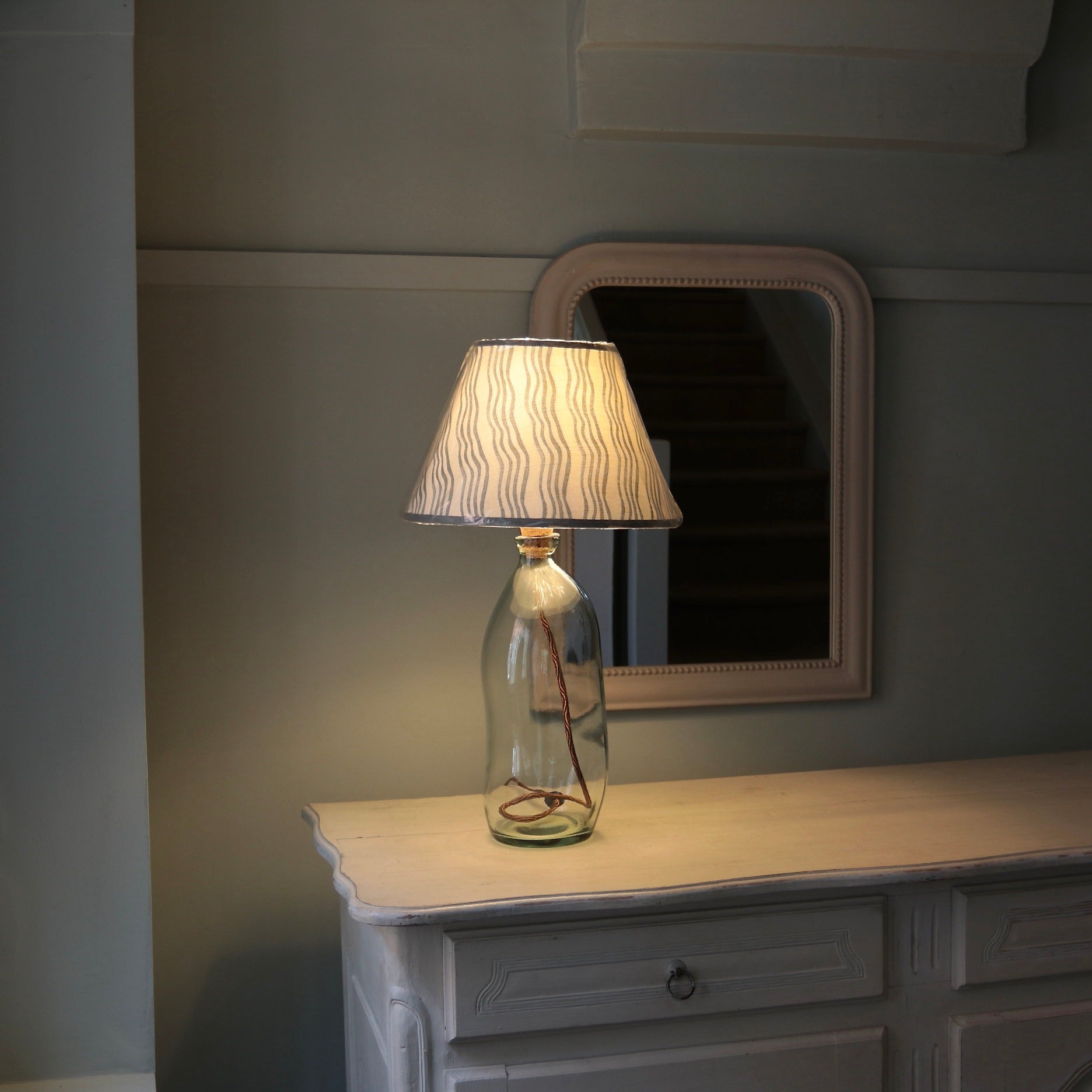 Cornflower Blue Stripe Empire Lampshade