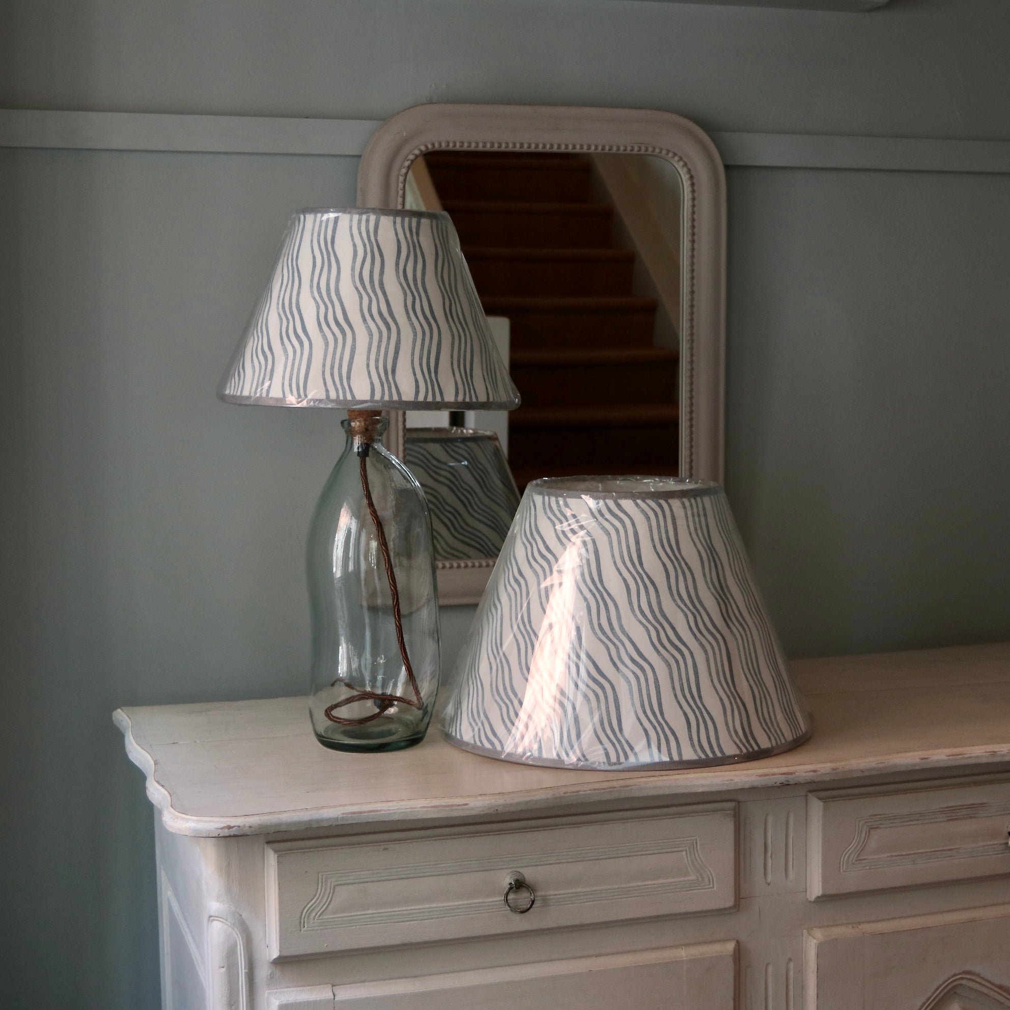 Cornflower Blue Stripe Empire Lampshade