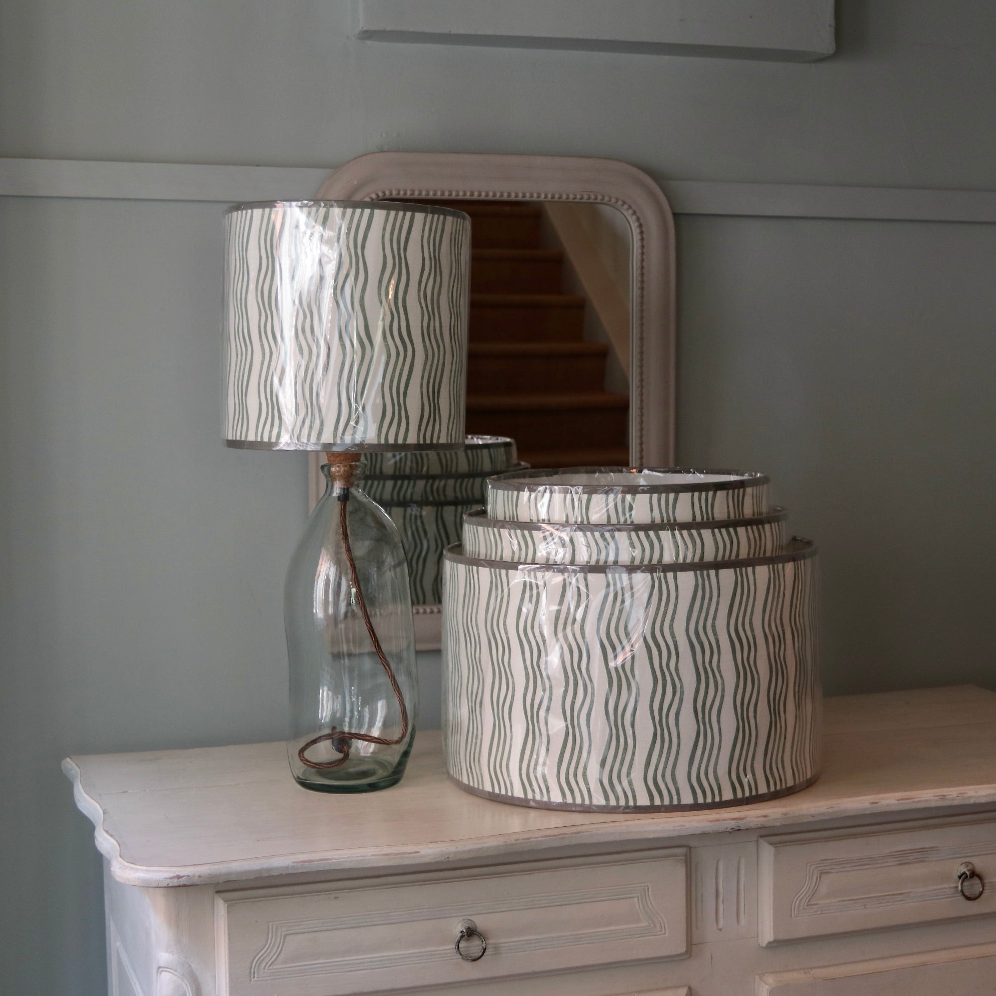 Forest Green Stripe Lampshade