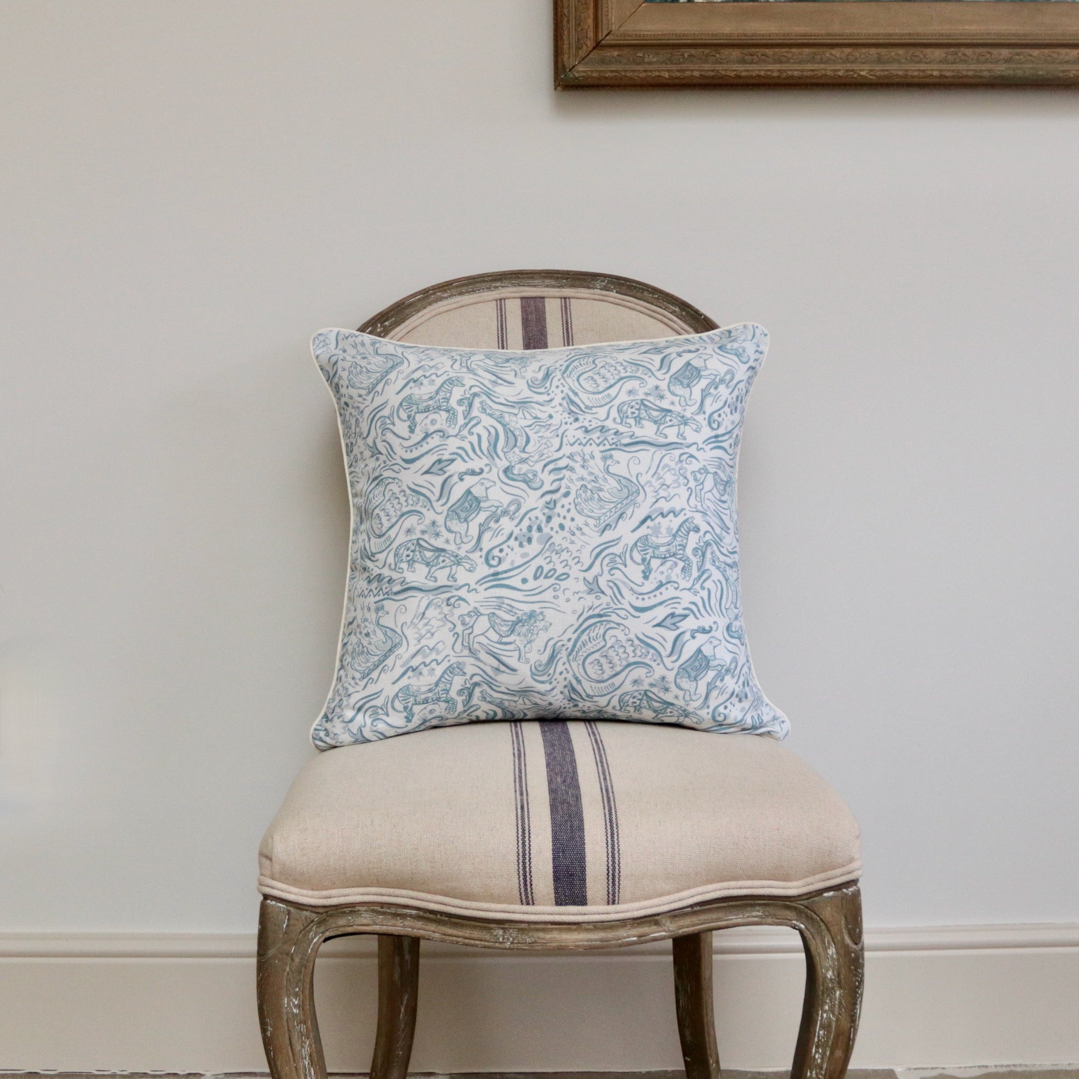 Blue Carousel Cushion