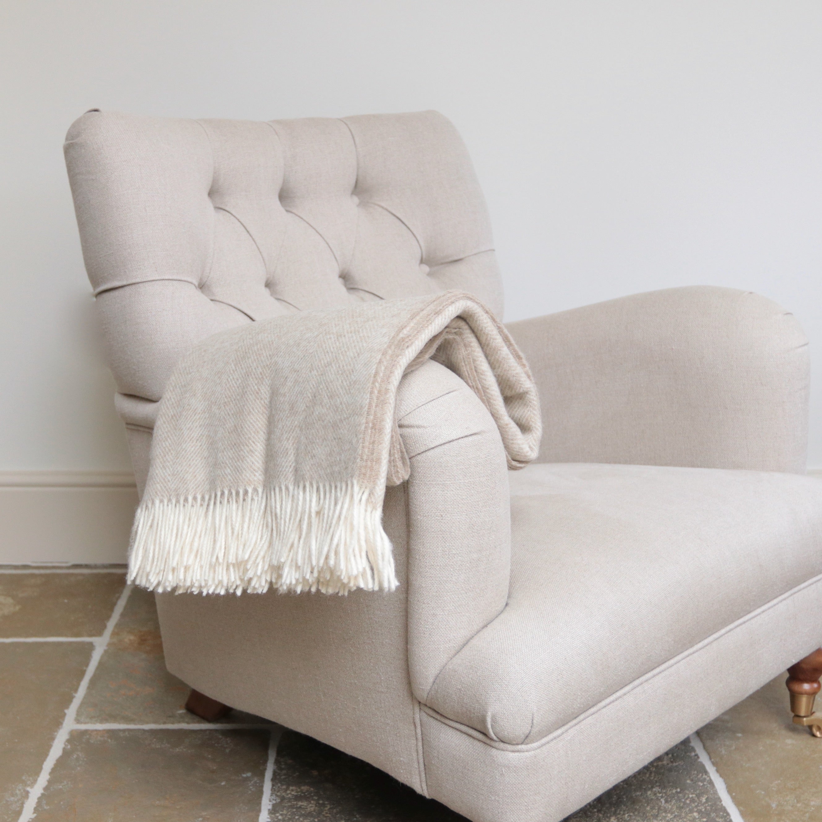 Natural Herringbone Throw
