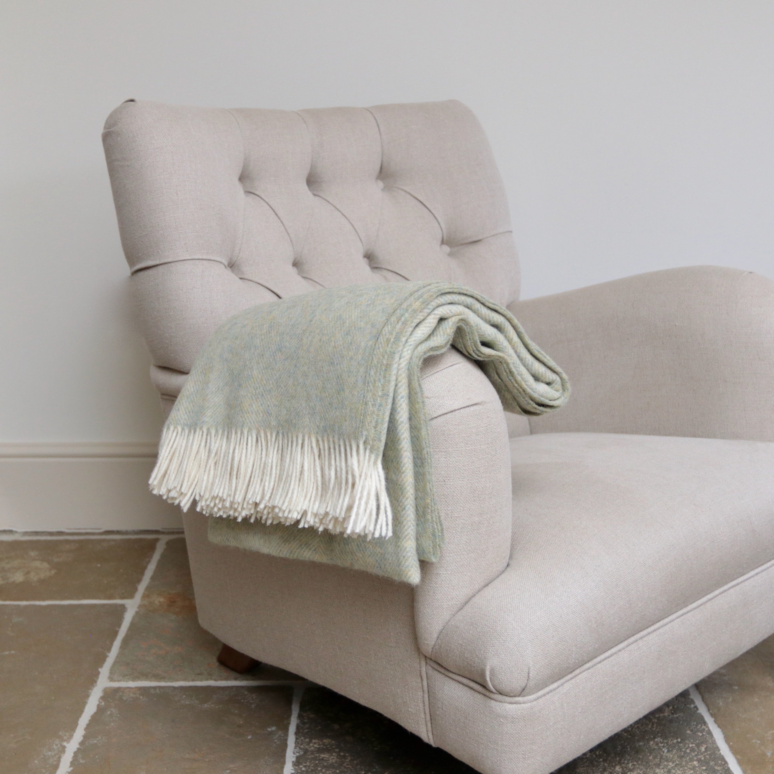 Sage Herringbone Throw