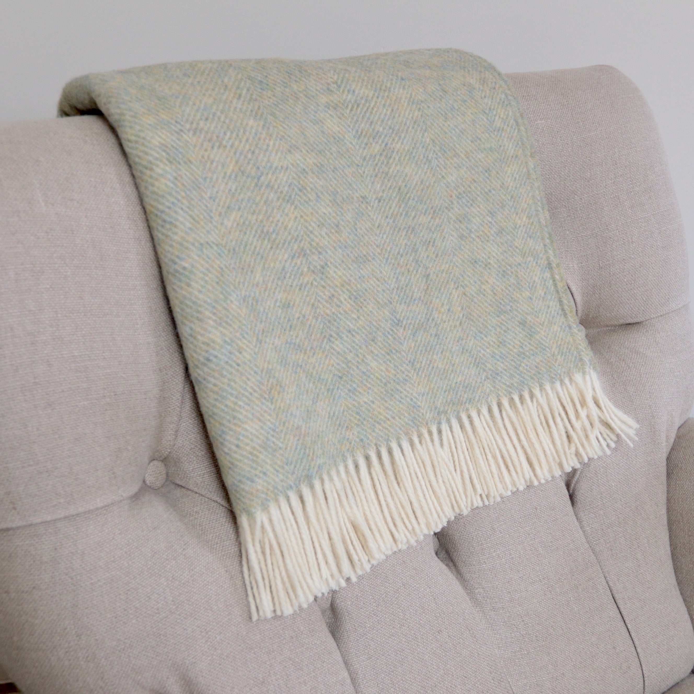 Sage Herringbone Throw