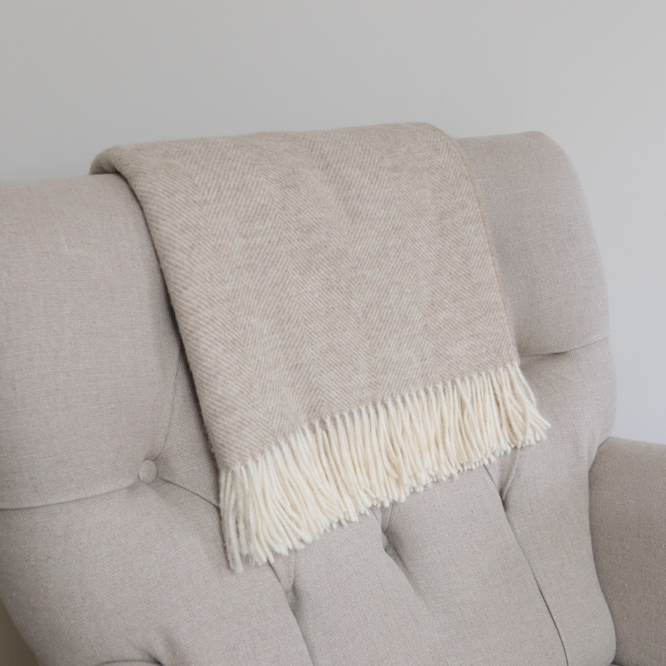Natural Herringbone Throw