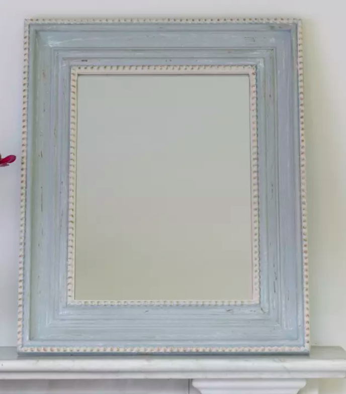 Soft Grey Beaded Mirror