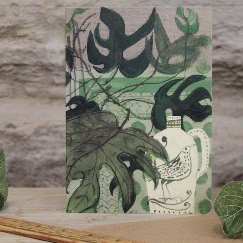 The Green Bird Greetings Card